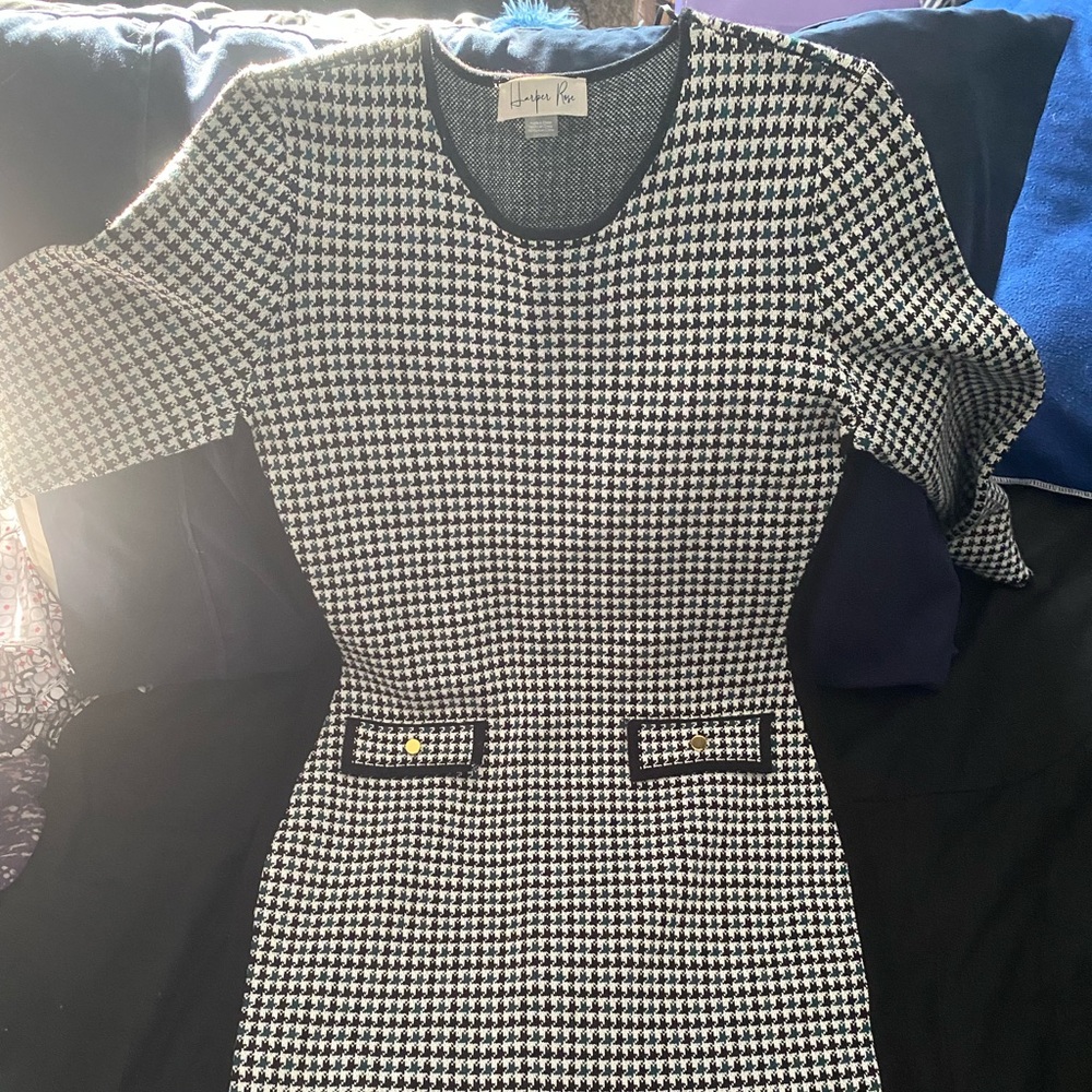 Houndstooth Black and White Dress